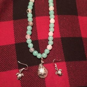 Turtle necklace and earrings